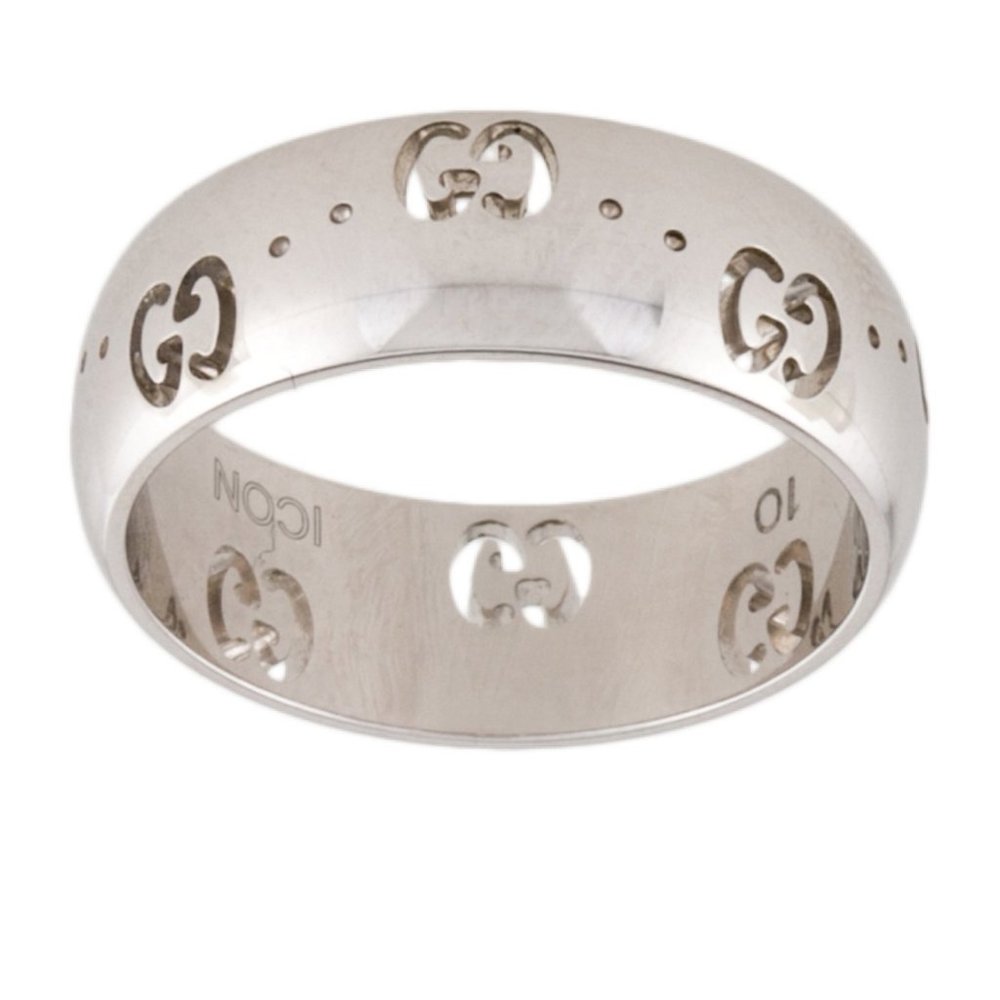 GUCCI 18K WHITE GOLD ICON GG CUTOUT BAND RING - Picture 3 of 10
